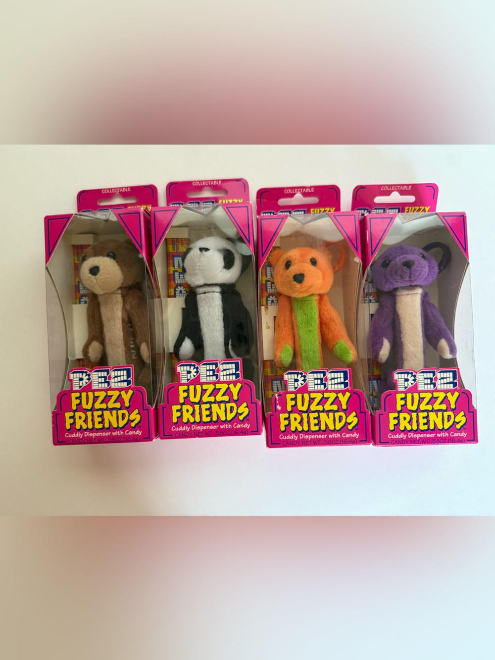 Vintage PEZ Fuzzy Friends Plush Bears Lot of 4 Unopened New In Box Dakin 2000
